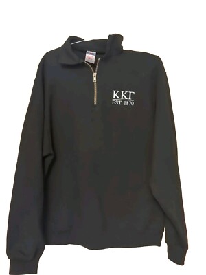 Kappa Kappa Gamma Sorority Vintage Gold Logo ½ Black Sweatshirt Size Medium
