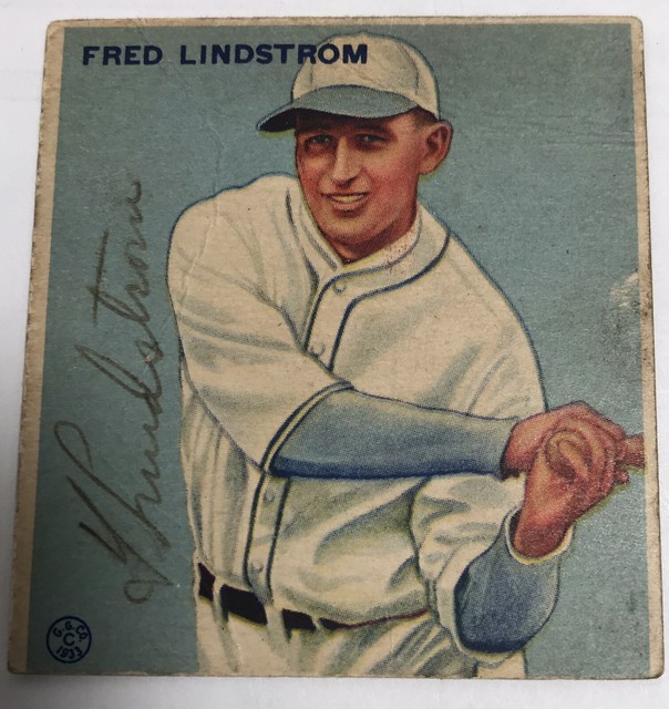 Fred Lindstrom Signed Autographed 1933 Goudey Rookie Card JSA NY Giants