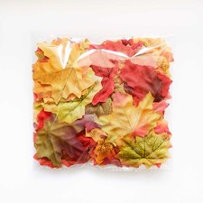 100pcs Artificial Autumn Maple Leaves Faux Fall Leaves Multiple 10 Random Colors