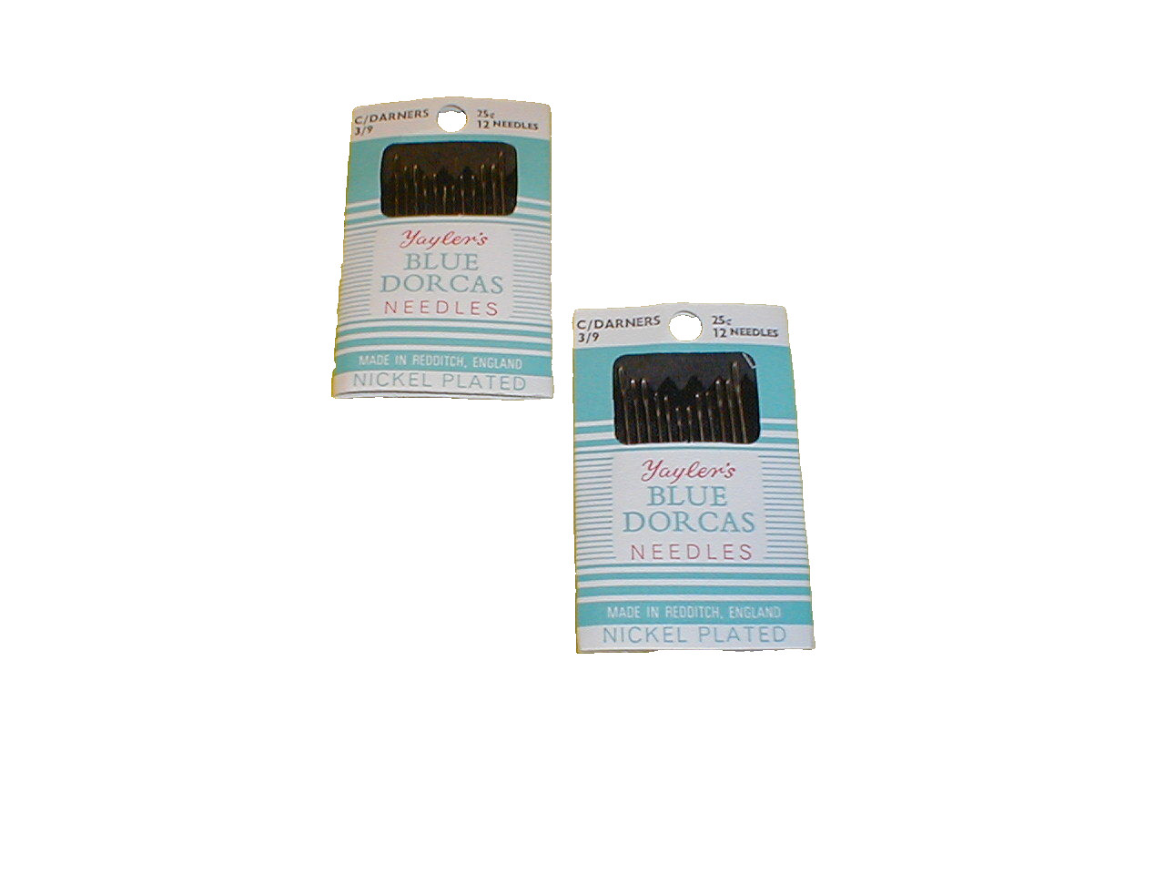2 Pkgs of 12 Cotton Darners, Embroidery, Hemming, Hand Sewing Needles Size 3/9