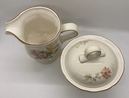 Mikasa Garden Club Silk Bouquet Floral Creamer & Sugar Bowl w/Lid Set EC463 - Picture 2 of 8