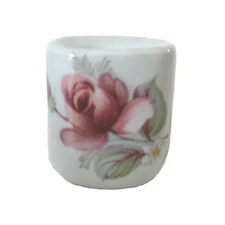 VTG Small Ceramic Candle Holder Made by Funny Design West Germany Roses Floral