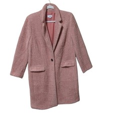 Loft Petite Herringbone Coat Pink Overcoat Eyelash Barbie-core Size Lp