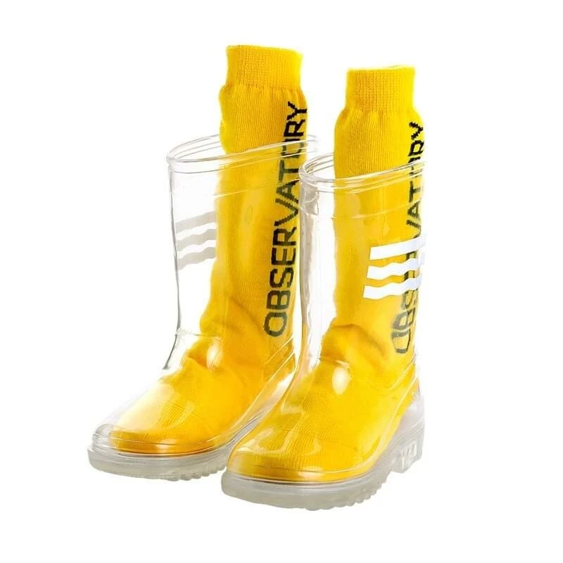 Clear rain 2025 boots with socks