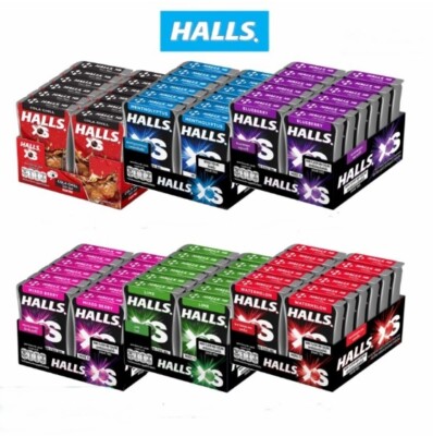12X Halls XS Mentholyptus Watermelon Lime Blueberry Cola MixedBerry Fresh Breath