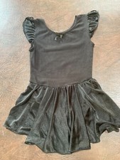 Girl's Size L 10-12 DANSKIN Freestyle Leotard w/Skirt Ruffles Black