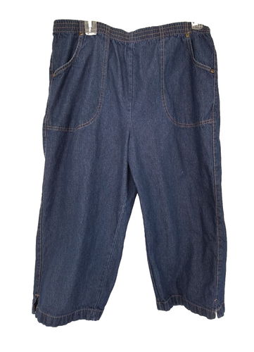 Capris American Sweetheart Talla Grande Bolsillos Cintura Elásticos Azul Denim Algodón - Imagen 17 de 17
