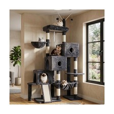 Hey-brother Cat Tree Tower, Scratching Posts with 3 Condos, Large Basket, Coz...
