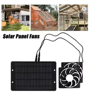 10W 12V Solar Panel Ventilation Exhaust Fan Kit Dual Cooling Fan Outdoor