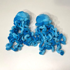 Handmade Crochet Jellyfish Plush Bath Toy Set Ocean Blue Stuffed Animals x2
