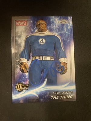2025 Topps Chrome Card # 196 - The Thing Ben Grimm Signed By Ebon Moss-Bachrach+