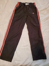 Vintage Y2K 2006 Adidas Wind Breaker Track Pants Black Pink 3 Stripes Womens Sm