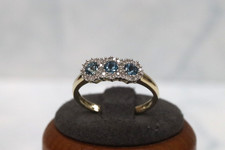 9ct Yellow Gold QVC Blue Topaz & Diamond Cluster Ring - Size Q - UK Hallmark