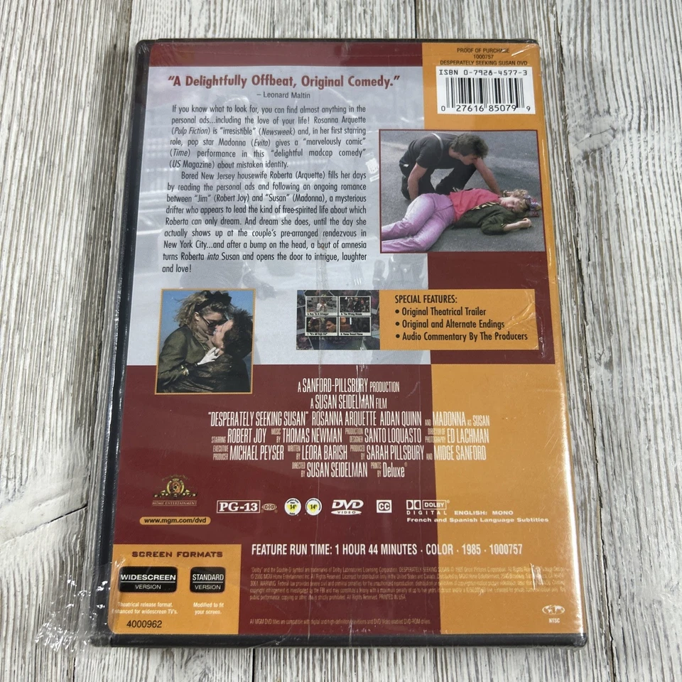 Desperately Seeking Susan (DVD, 2000) Madonna - Image 2 of 2