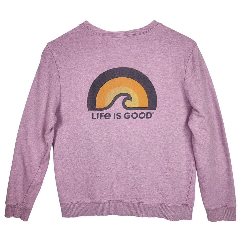 Sudadera Life Is Good Simply True Crew de felpa francesa para mujer talla M logotipo rosa usada en excelente estado Foto 2 de 4