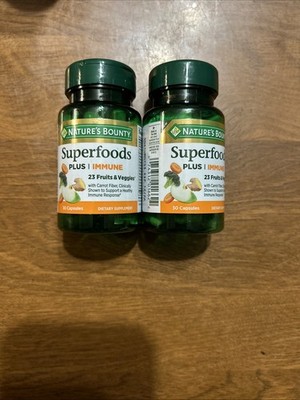 2x Nature s Bounty Superfoods Plus - IMMUNE - 30 Capsules each (60) Ex: 12/26
