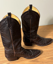 Rod Patrick Men's Cowboy Boots 11B Brown Full Quill Ostrich Western Round Toe
