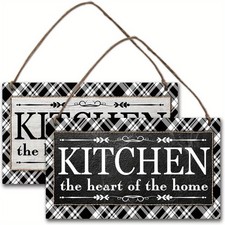 1set Wood Hanging Wall tions with Jute Twine Rectangle with Word Black