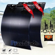 2 PCS 100W Mono Flexible Lightweight Solar Panel Kits High Efficiency w/ Modules