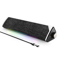 Bluetooth Computer Speakers with LED Light, USB Plug-N-Play Soundbar for PC  La
