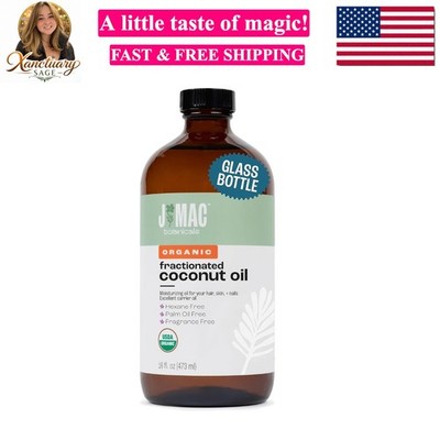 Organic Fractionated Coconut Oil 16 Ounce Glass Bottle Organic Carrier Oil an...