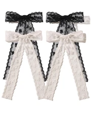 4Pcs Large lace Hair Clips for Women Girls,Lace Tassel Bows Metal Clips with