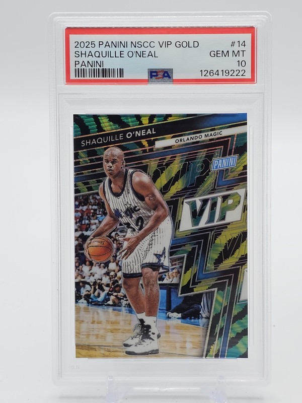 SHAQUILLE O'NEAL 2025 PANINI NSCC VIP PANINI BAJA TIGER PRIZM PSA 10 Q5944