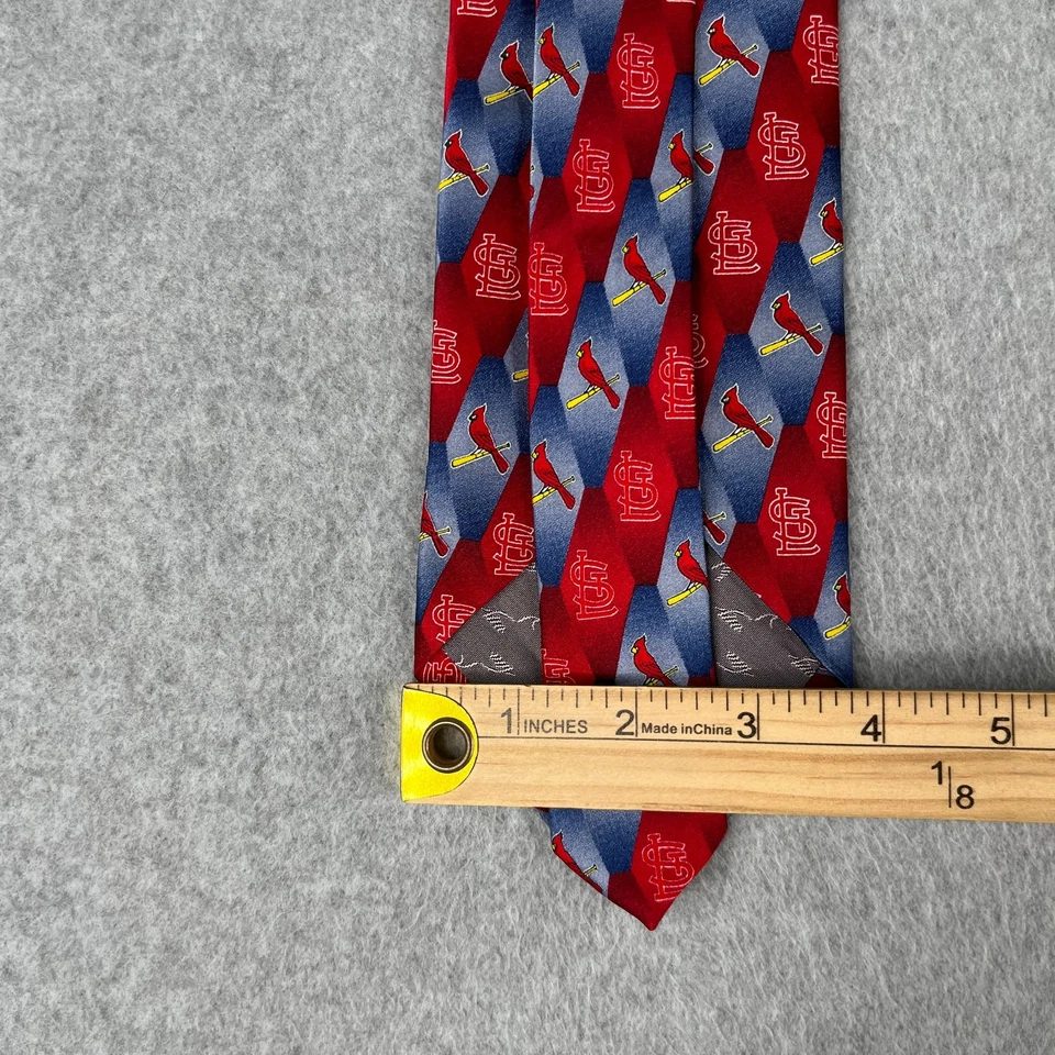 Corbata de cuello de los Cardenales de San Luis logotipo estampado por todas partes seda MLB alas de águila Foto 4 de 4