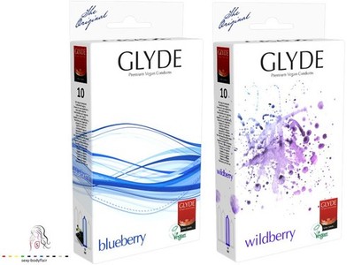  20 GLYDE Kondome Blueberry + Wildberry vegane 53mm Condome