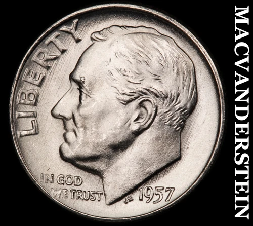 1957-D Roosevelt Dime- Silver- Choice Gem Brilliant Uncirculated Luster #J3342