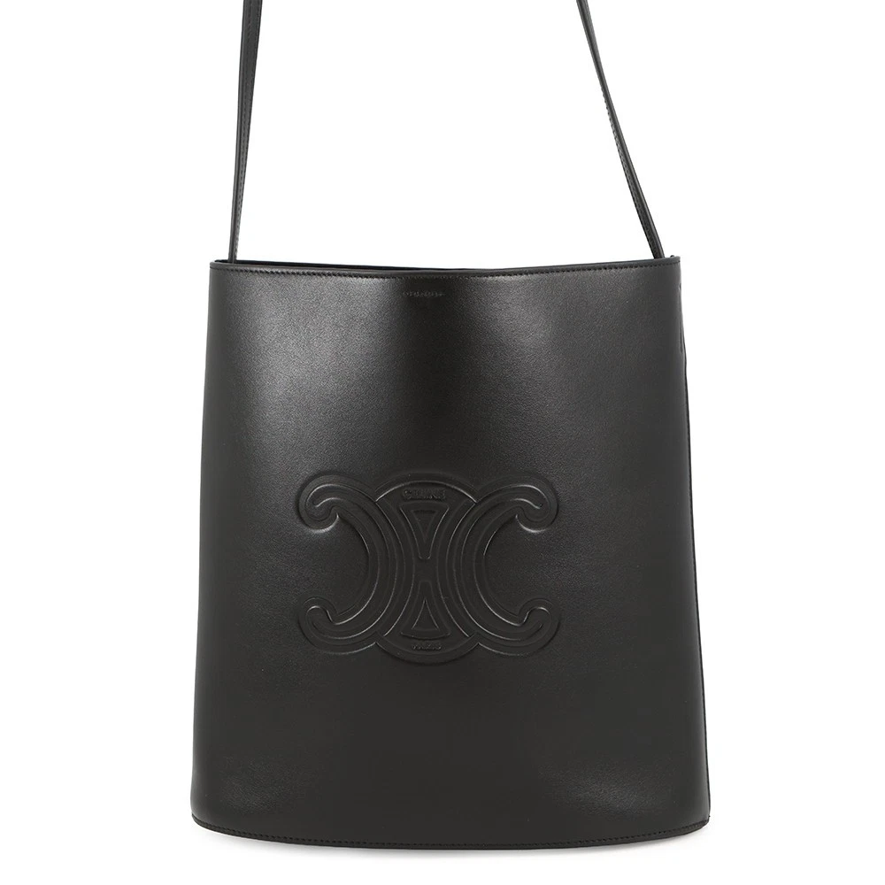Celine — CELINE Triomphe bucket bag Size Small Calf Leather Black 118293