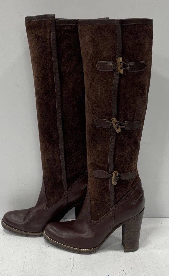 Veronique Branquinho Womens Brown Leather Block Heeled Riding Boots Size 7.5