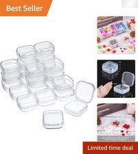 Hinged Lid Clear Plastic Bead Boxes - 24 Pack for Jewelry and Small Item Storage