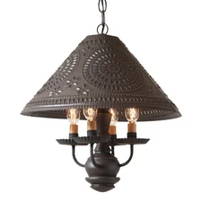 Wooden Homespun Shade Light Pendant in Black