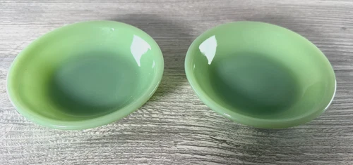2 Fire King Jadeite Restaurant Ware 4.5" Inch Berry Bowls Oven Glass Fruit MCM