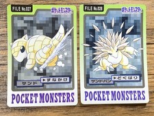 Pokemon Carddass Card Sandshrew, Sandslash 27, 28 Monstruos de Bolsillo Bandai