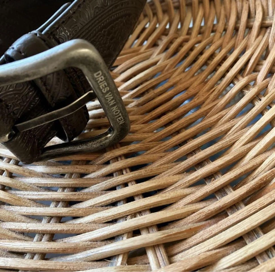 Cinturón de cuero genuino DRIES VAN NOTEN marrón cachemir usado Foto 2 de 3