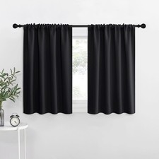 NICETOWN Halloween Short Curtains 36 inches 42"W x 36"L Pack of 2 , Black