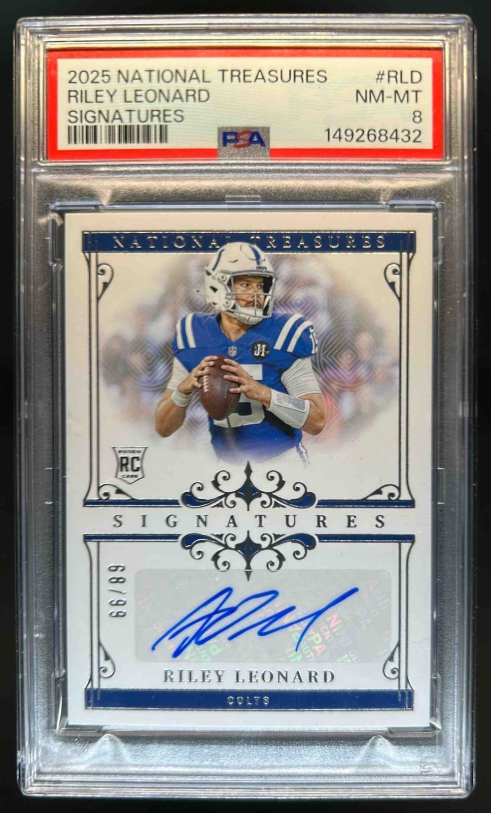 Riley Leonard Panini National Treasures Signatures #RLD Base