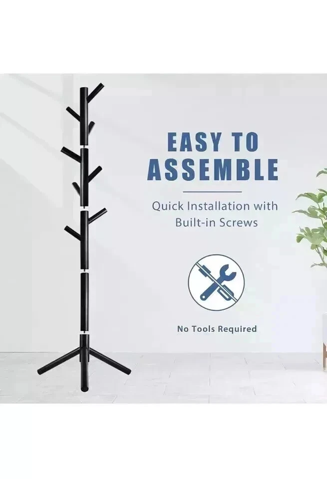 Perchero de madera soporte árbol libre percha sombrero perchero 8 ganchos Foto 2 de 4