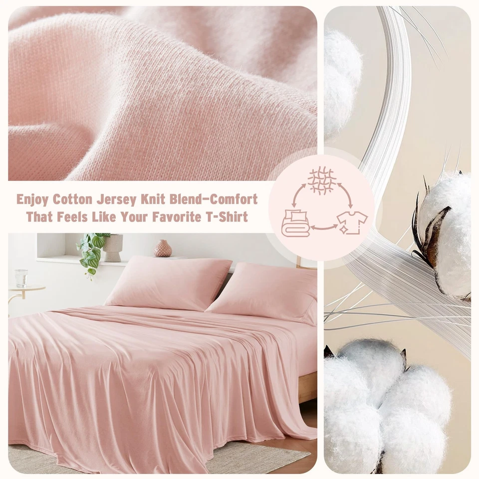 Простыни из мягкой хлопковой смеси, набор из 3 предметов, Twin Xl, розовые румяна - Изображение 3 из 4