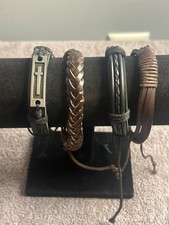 Brown and black leather boho bracelets Brand New G-6