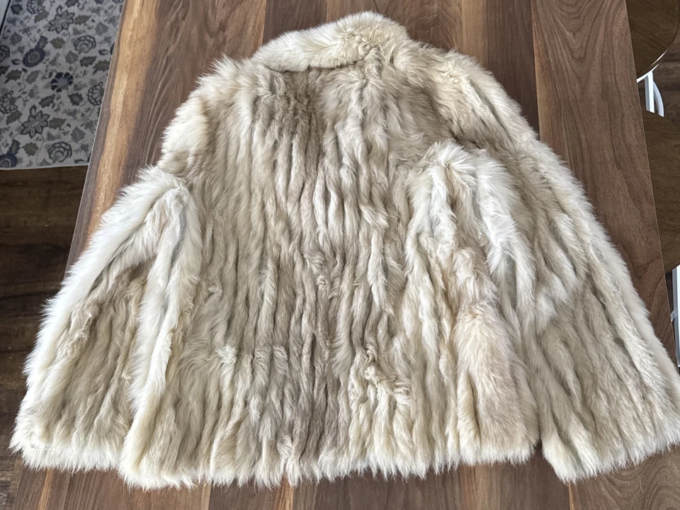 Abrigo para mujer Saga Fox Silver Tag calidad genuina longitud media blanco marrón talla 8 Foto 4 de 4