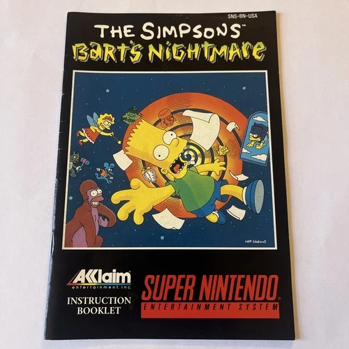 The Simpsons: Bart's Nightmare MANUAL (Super Nintendo Entertainment System 1992)
