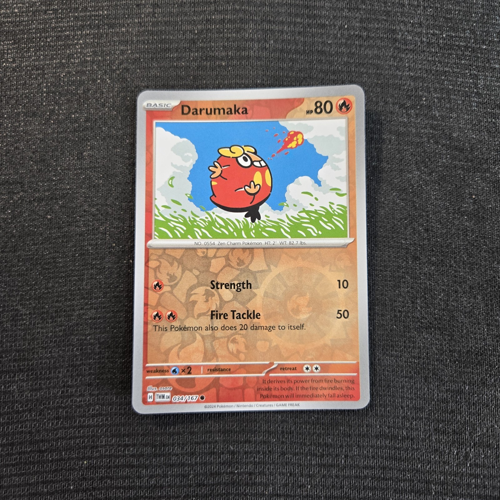 Pokemon TCG Twilight Masquerade Darumaka Reverse Holo Card 34/167