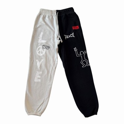 CHNGE Sweatpants Size Small Black Gray Two Tone Love More Always Be Kind Joggers