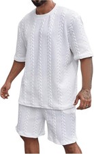 GORGLITTER Men's Big and Tall Vacation Beach Outfits Cable 4X-Large, White