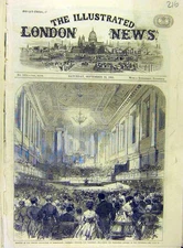 Original Old Antique Print 1865 Birmingham Phillips President Address Townhall