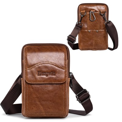 Genuine Leather Belt Pouch Shoulder Bags Phone Holder Holster for iPhone 16...
