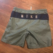 Vintage Y2K Nike Spellout Swim Trunks Men  s Large Olive Navy